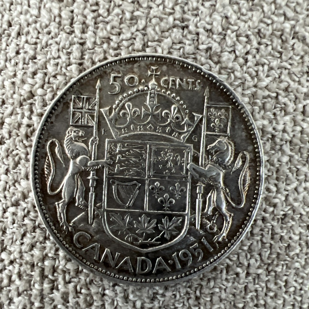 1951 CANADA Half Dollar 50 Cent Silver Coin