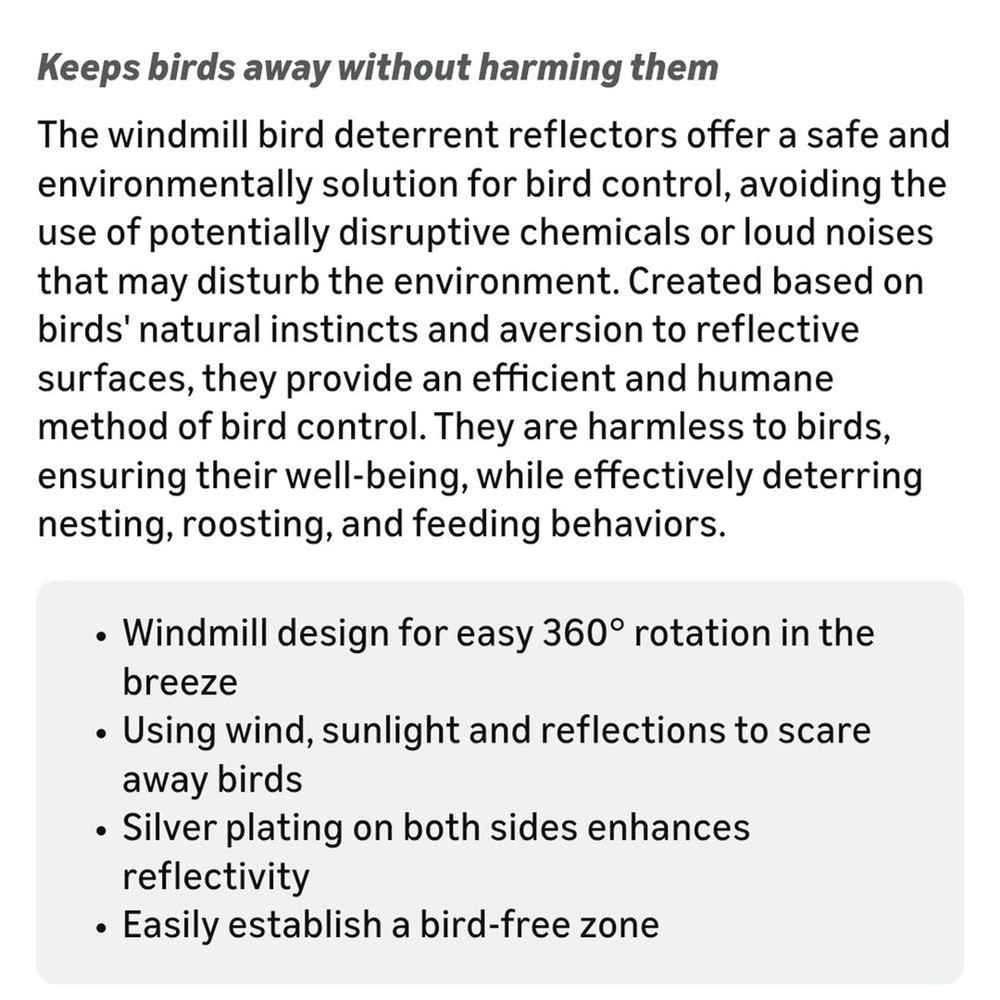 NEW!! 2 Pack Windmill Reflectors Bird Repellent & Deterrent