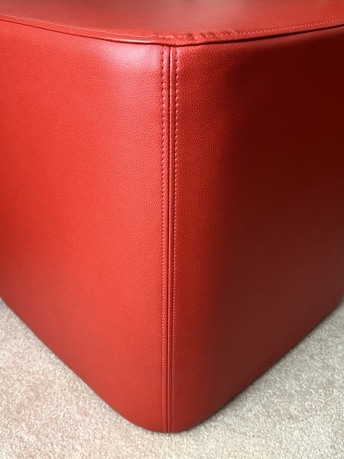 New Joelle Kimball RED Square Upholstered Top Ottoman 18” Made in USA