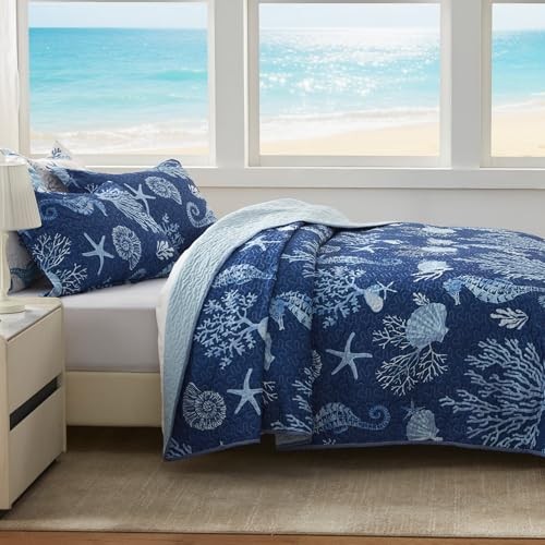 Coastal Quilt Set King Size - Lightweight Microfiber Reversible Bedspread,