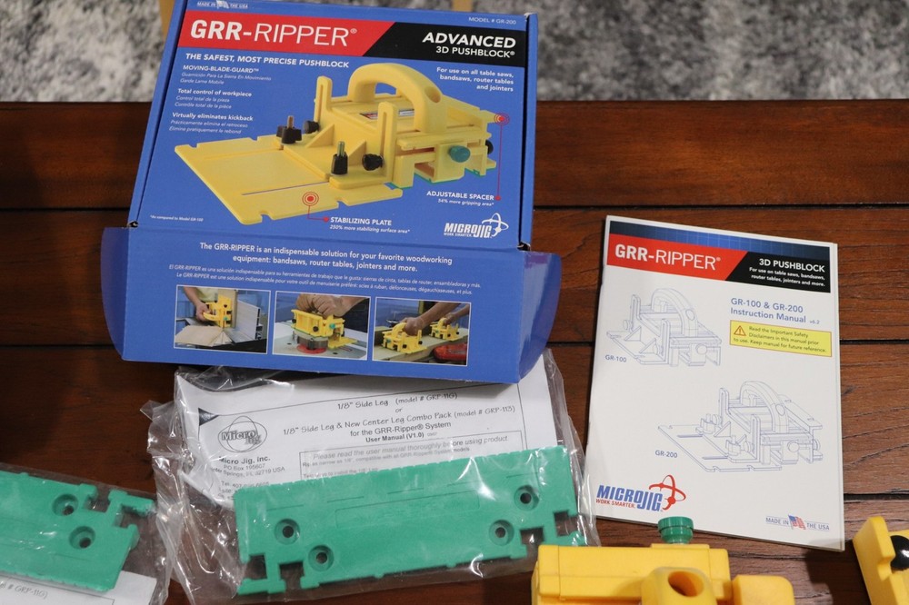 Micro Jig GRR-Ripper Advanced 3D Pushblock GR-200 & GRP-11G (2) Pack EUC