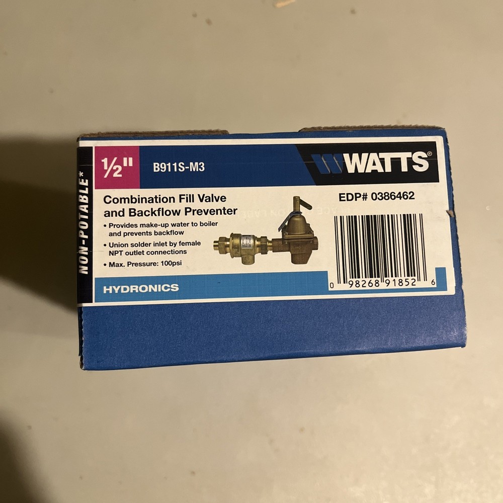Watts B911s-M3 Comb Fill Valve/Backflow Preventor, 1/2In