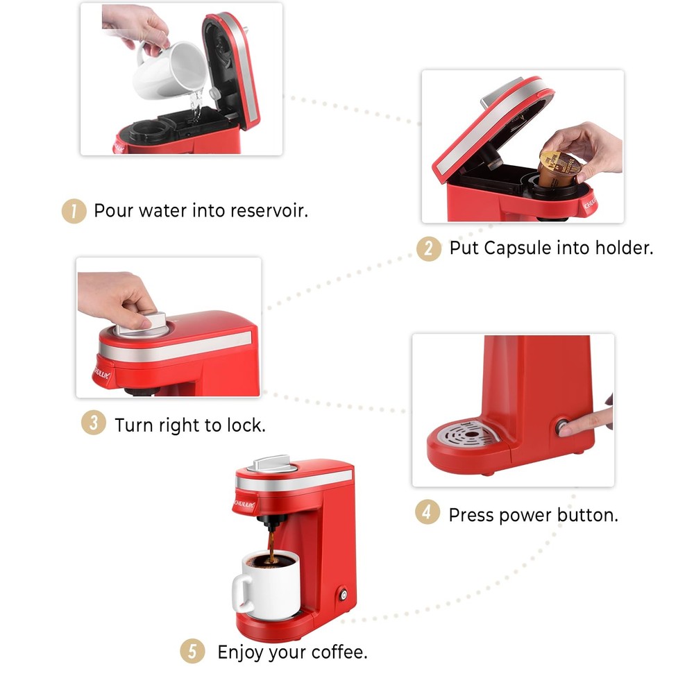 Single Serve K Capsule Coffee Maker Red