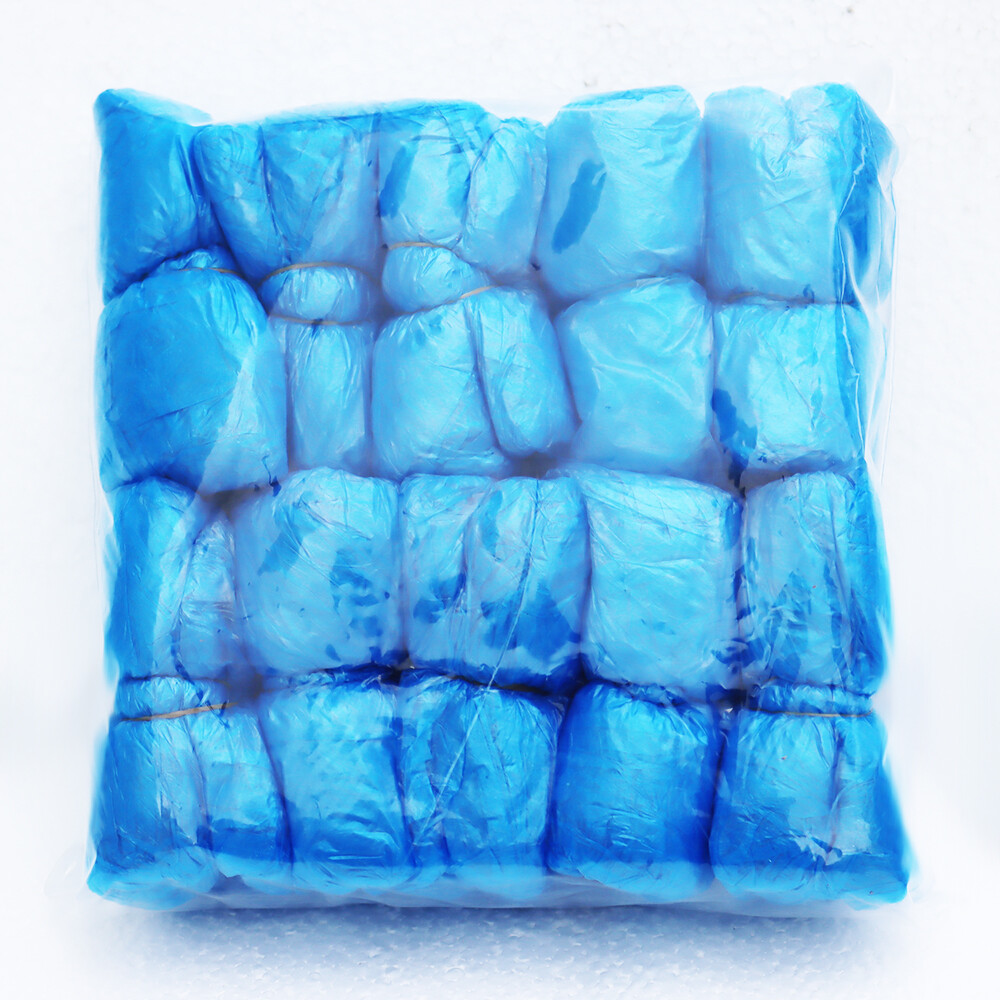 100 Pieces of disposable plastic shoe covers Water Dust Proof 5.9X14.5 Size L
