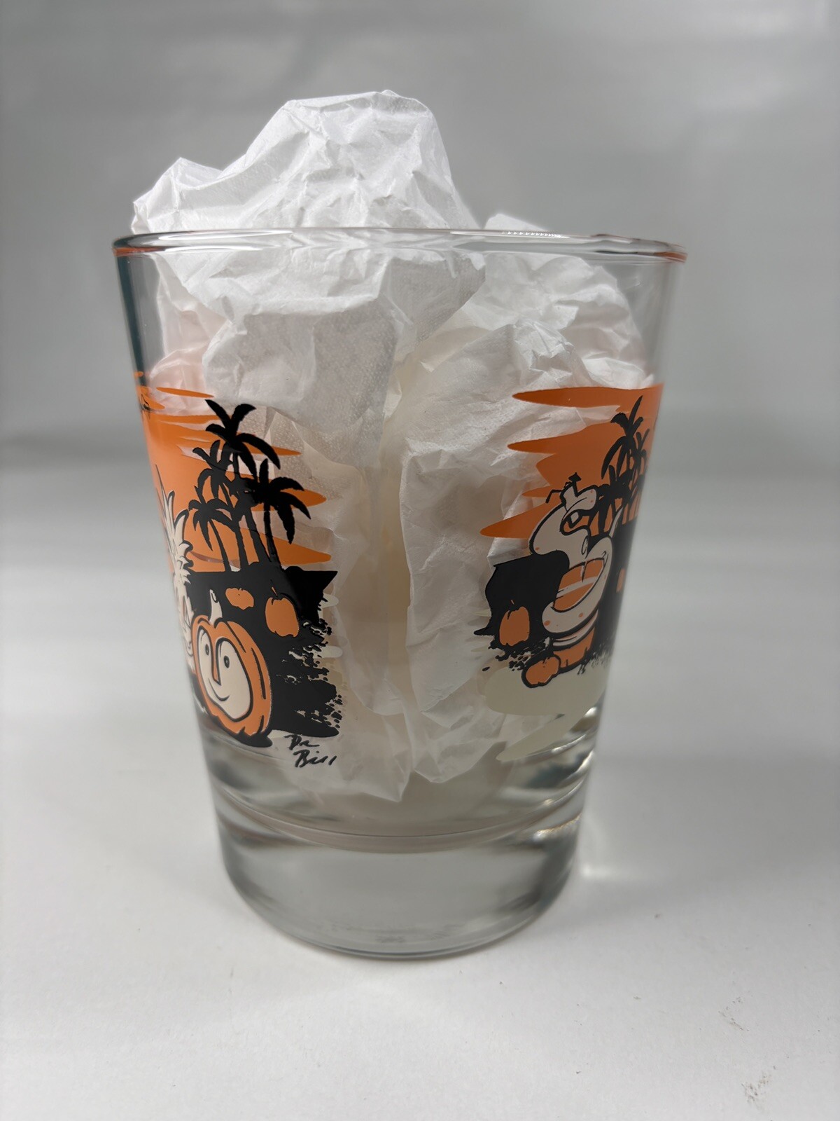 Halloween Mai Tai Glass Art by Dr Bill Tiki Bob Ghost Fez Monkey Pumpkin Ohio