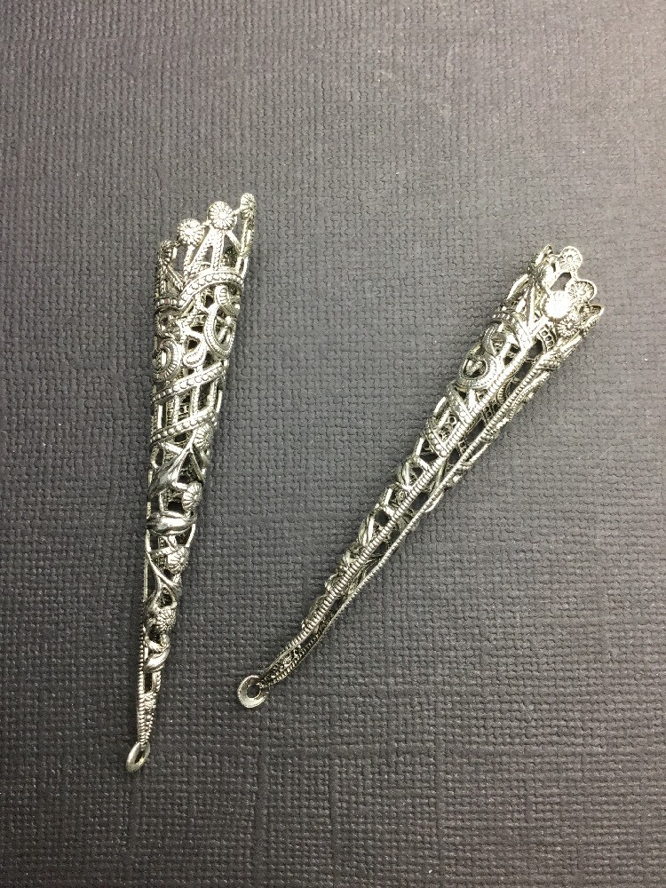 13154 Large Tussie Mussie Victorian Holder Matte Silver Oxidized