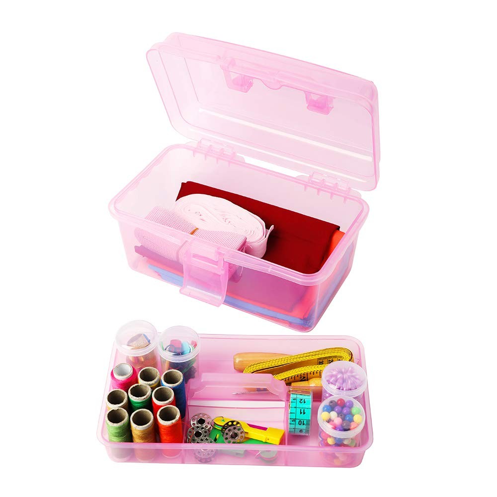 Multipurpose Plastic Storage Container Organizer Box Case with Removable Tray...
