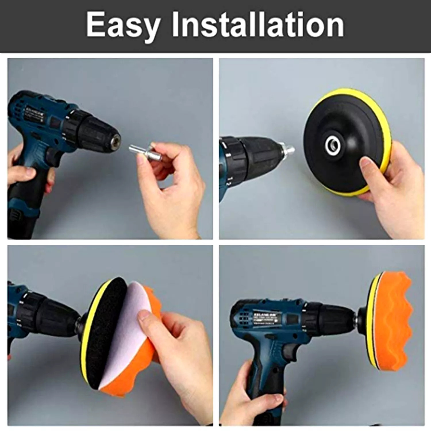 7PCS 7 Inch Polishing Waxing Pad Sponge Buff Buffing Kit Set For Car Polisher US