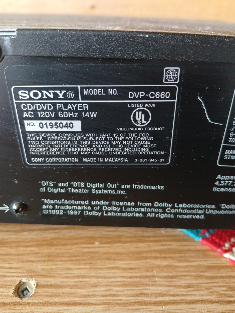 Sony DVP-C660 DVD Player