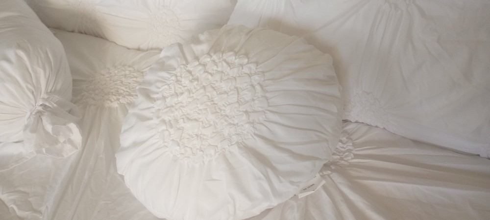 Impeccable White Sunflower Design Comforter 5 Pieces Set King 100% Polyester