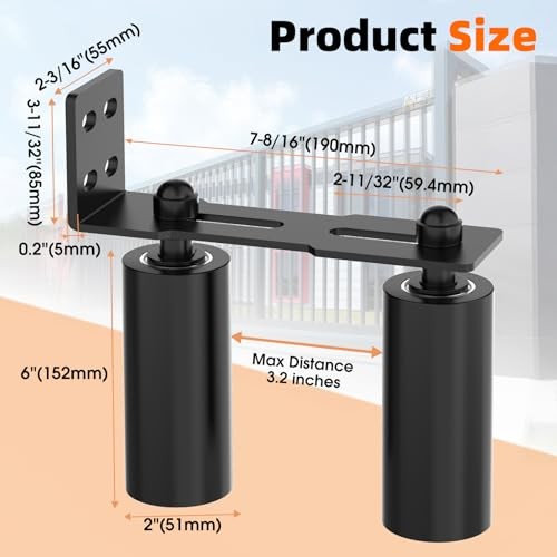 Sliding Gate Guide Rollers & Hardware Kit – Heavy Duty 6" 6in Black-2pcs