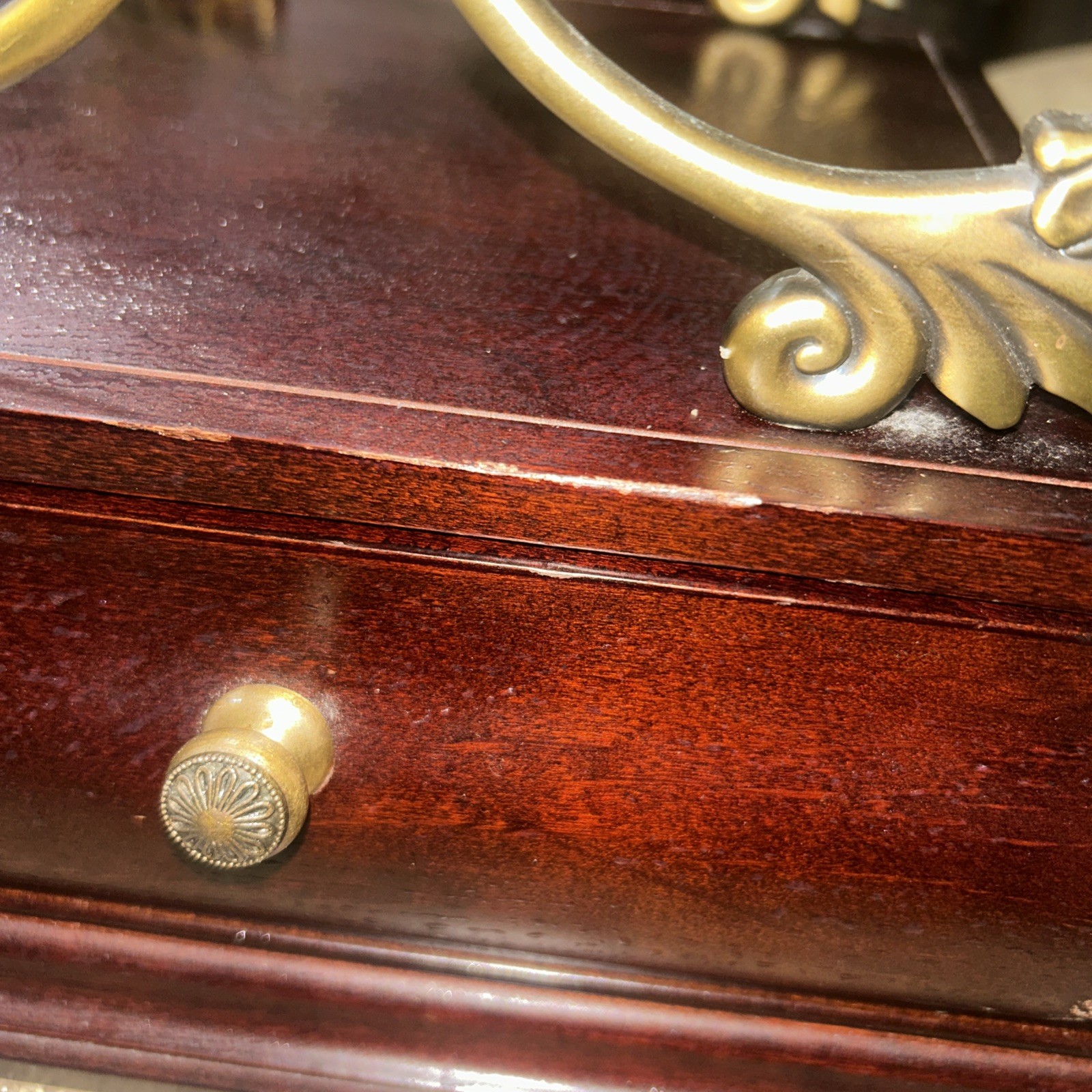 The Bombay Company 3 Wine Bottle Rack Holder Cherry Wood & Brass