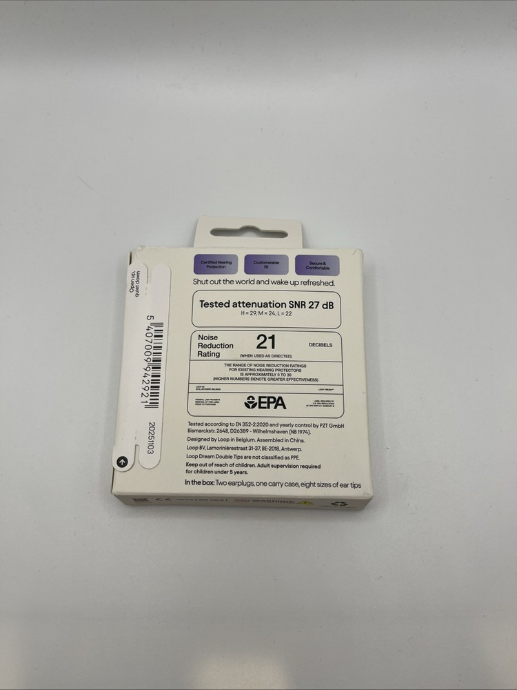 Loop Dream Earplugs for Deep Sleep Snoring Black