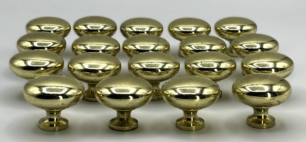 Heavy Solid Brass (Non-Magnetic) Drawer Pulls/Knobs 1" Fair to Good - NO SCREWS