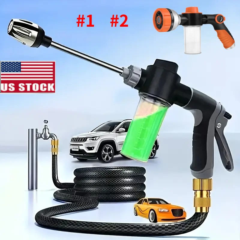 Car Wash Foam Gun High Pressure Water Garden Hose Nozzle Soap Foam Sprayer BK/OR