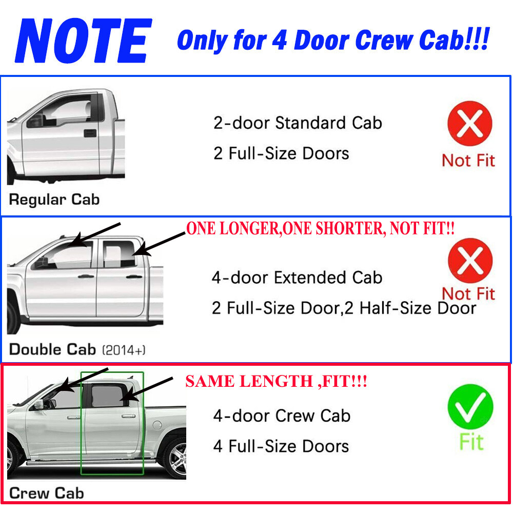 In-Channel Window Visors Sun Rain Guards For GMC Sierra 1500 Crew Cab 2019-2025