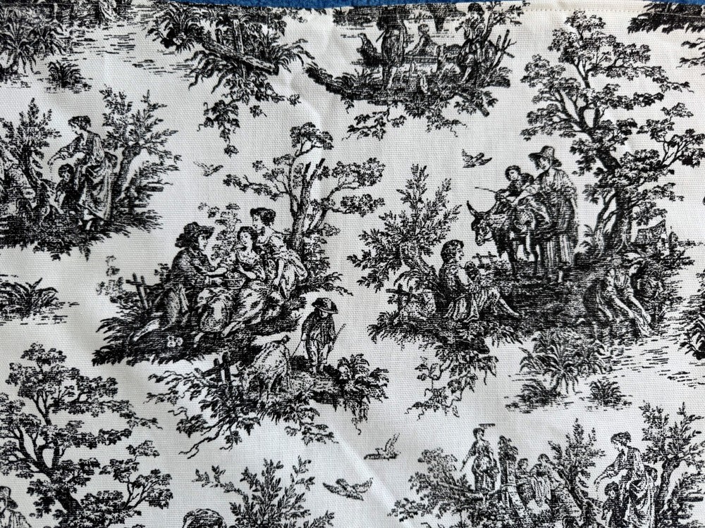 Black & White Fabric Table Runner - handmade- toile Print