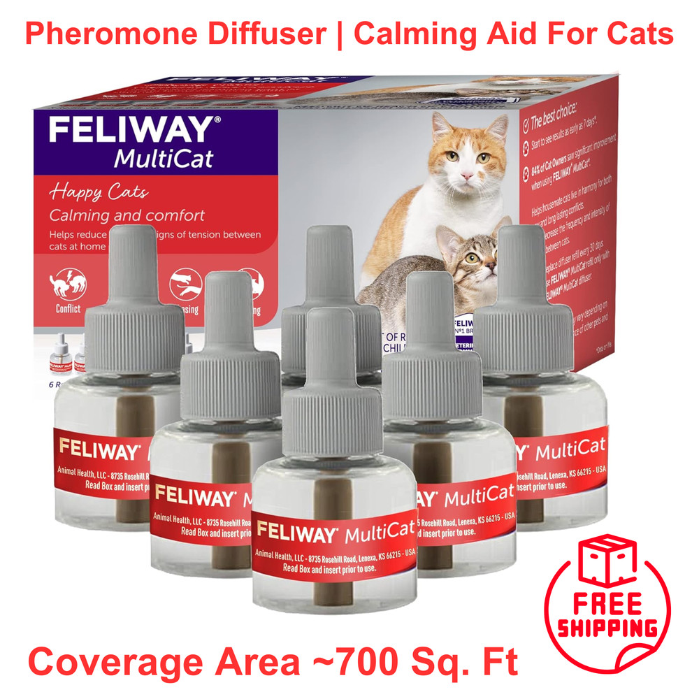 FELIWAY MultiCat Calming Pheromone 30 Day Refill - 6 Pack, Reduces Cat Tension