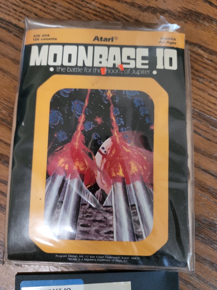 Vintage Atari CASSETTE & DISK Game MOONBASE 10 1981 Program Design Inc.
