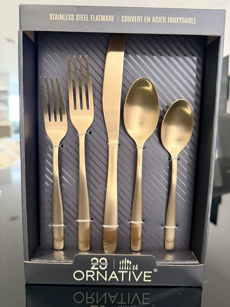 Ornative 20pcs Flatware Set, Gold