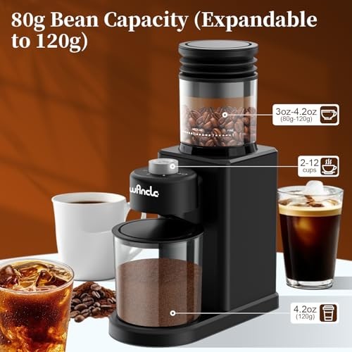 Conical Burr Coffee Grinder Electric - 200W Compact Automatic Coffee Bean Grinde