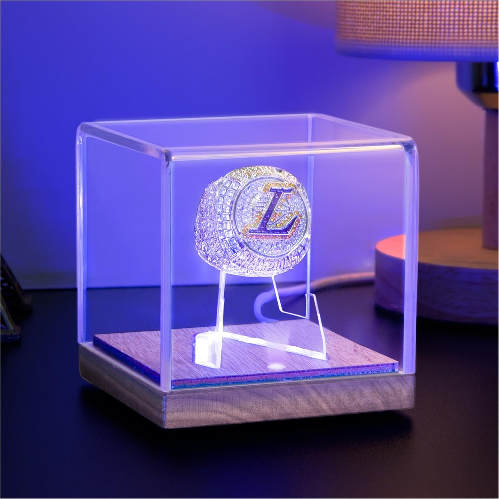 Championship Ring Display Case with Led Light, UV-Protected Clear