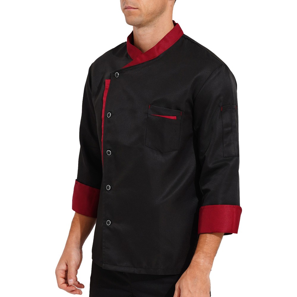 Men Hotel Chef Coat Jacket Kitchen Button Down Restaurant Cooking Uniform Tops