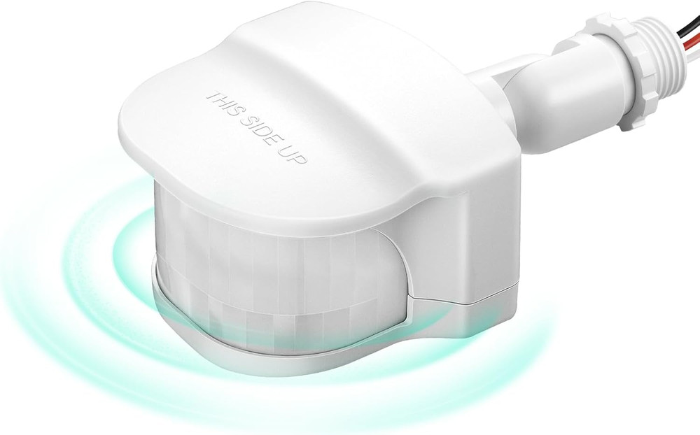 240° PIR Motion Sensor for Outdoor Lights – Adjustable Range & Time, White