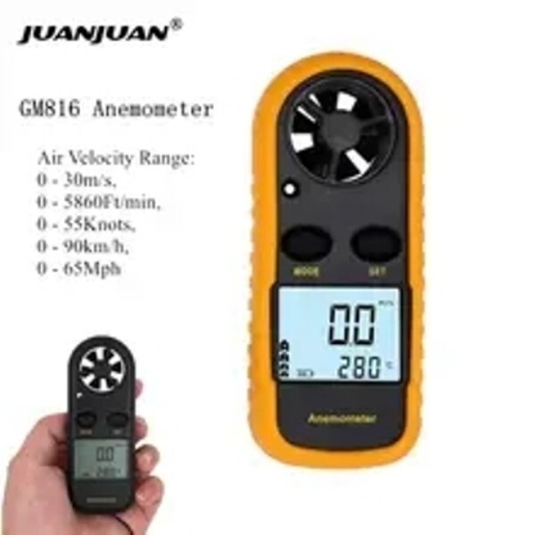 PORTABLE ANEMOMETER /THERMOMETER BACKPACKERING/MOUNTAINEERING WIND SPEED GUAGE!!