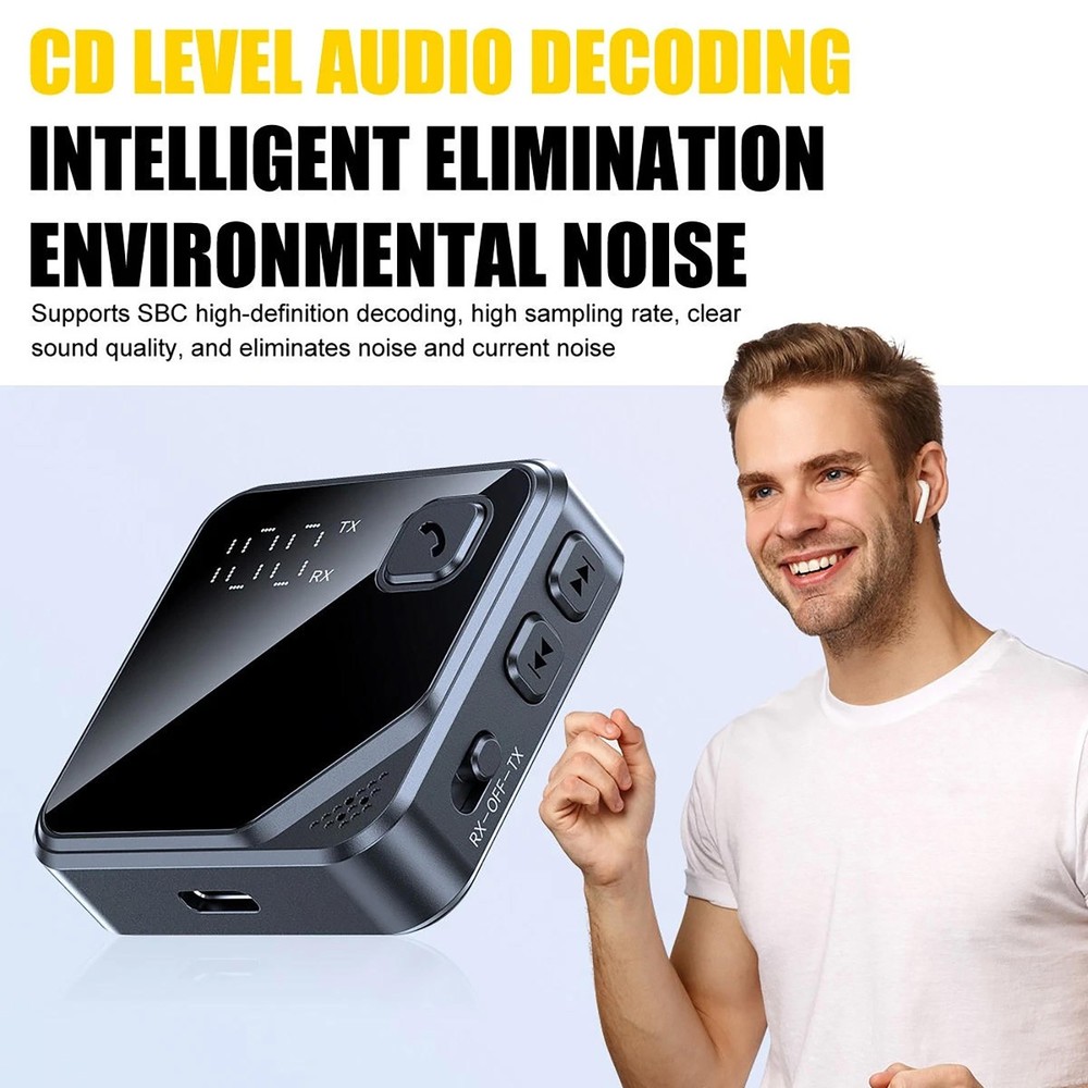 Bluetooth 5.4 Audio Transmitter Receiver for Stereo System Hands-Free Calling