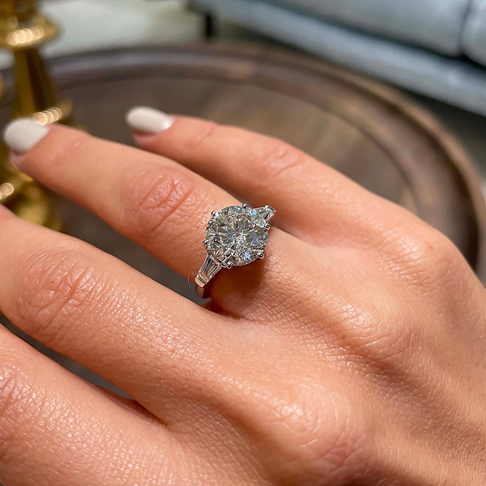Solid 950 Platinum Ring Semi Mount Setting 0.50 Ct Diamond Round Cut Size 5 6 7