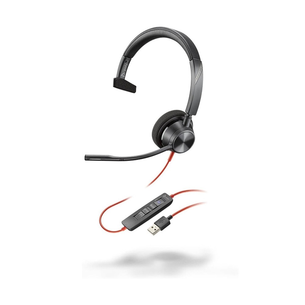 Poly Wired Single Ear (Mono) Headset with Boom Mic - USB-C with USB-A 8X216AA