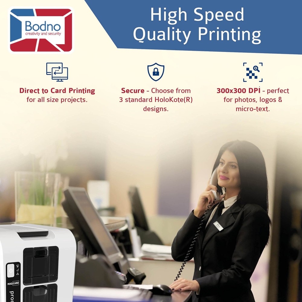 Bodno Magicard Pronto 100 ID Card Printer Complete Supplies Package ID Software.