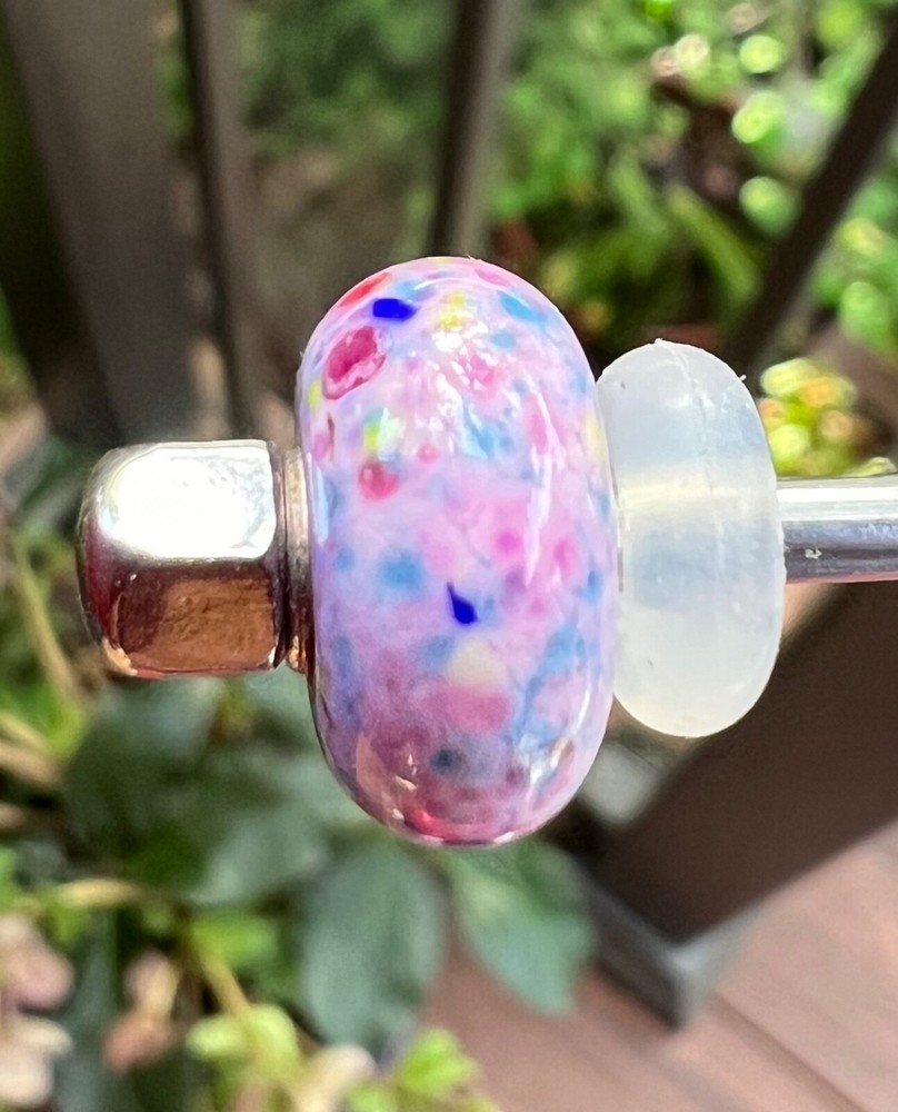 Trollbead trollstone pink rainbow ooak unique
