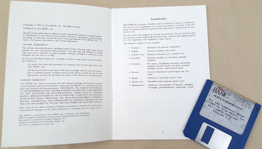 TRUE BASIC - ARITHMETIC ©1987 by John G. Kemeny for Commodore Amiga