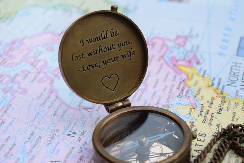 PERSONALIZED COMPASS, Nautical Compass, Working Compass, leather Pouch included