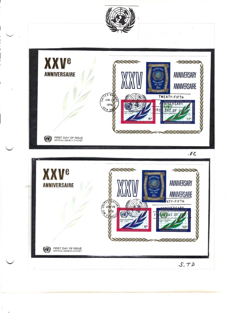 1970 25th ANNIVERSARY FDC's (Singles/SS/MIB's/4) - MNH (BIN 1)