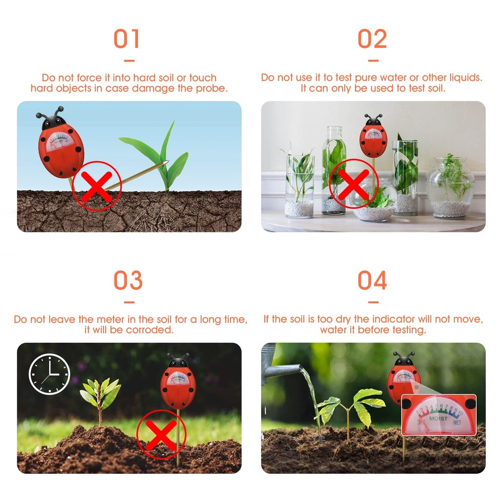 UNIWA Soil Moisture Meter, Plants Gardening 1Pack, Red 1Pack