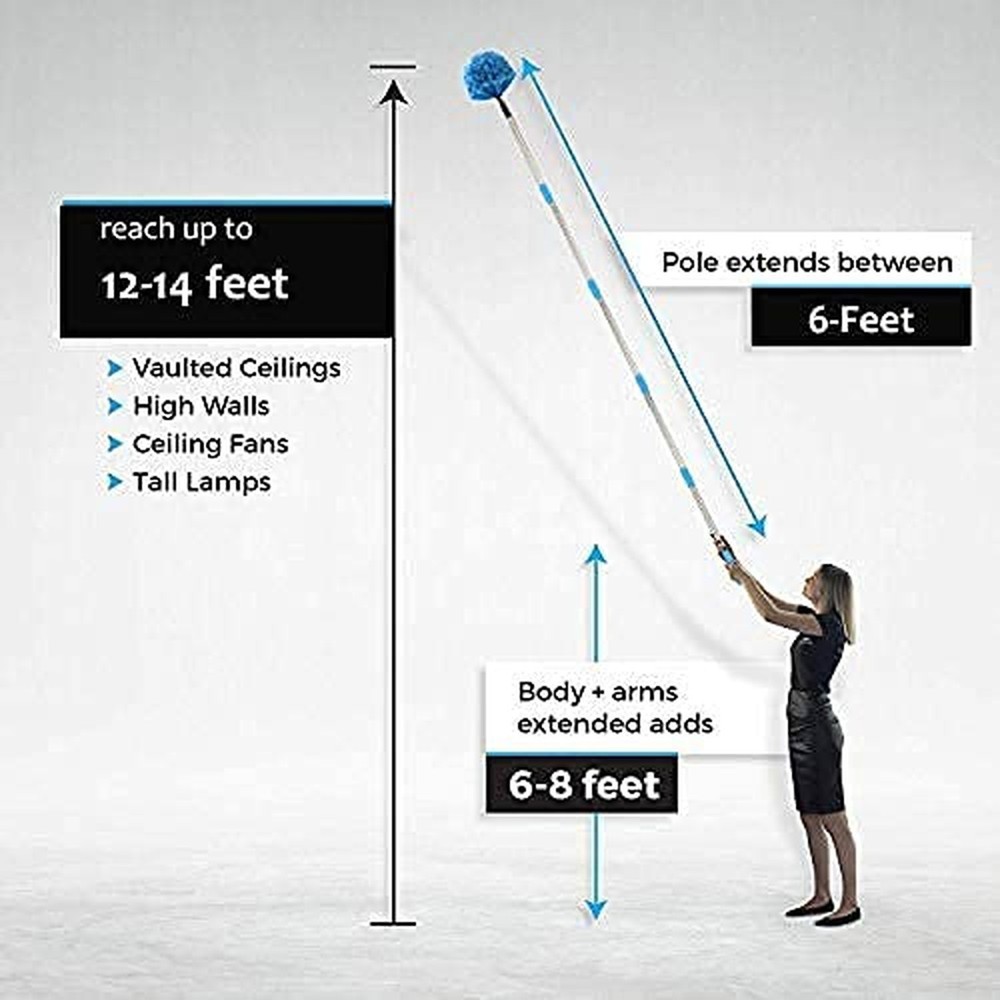 Duster, Cobweb Duster with Extension Pole, Medium Stiff Bristles Cobweb Duste...