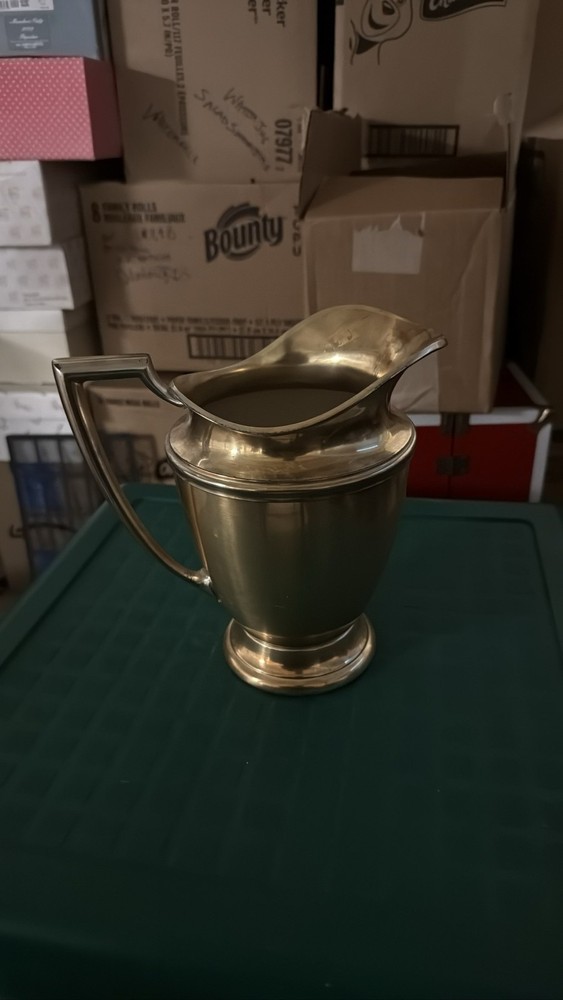 Silver Plated Footed Water Pitcher Beverage Server with Handle