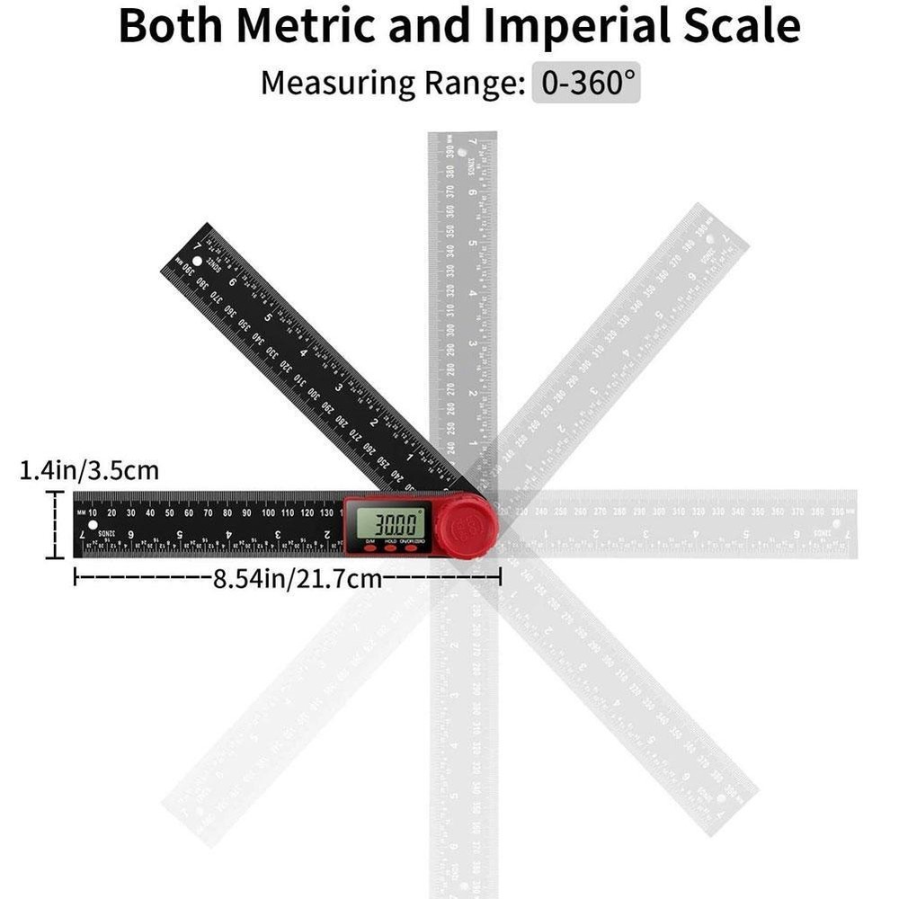 8In/200mm 2In1 Digital Angle Finder Meter Protractor Ruler Measurement Tool