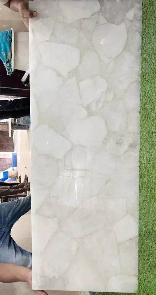 24"x36"Rectangle White Quartz Dining Table Countertop Crystal Stone Hallway Deco