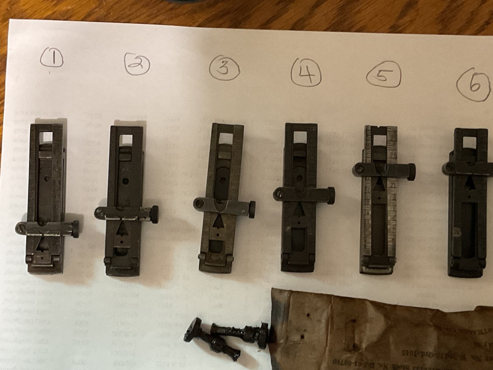 Springfield 1903 rear sight with NOS windage knob. One set only.