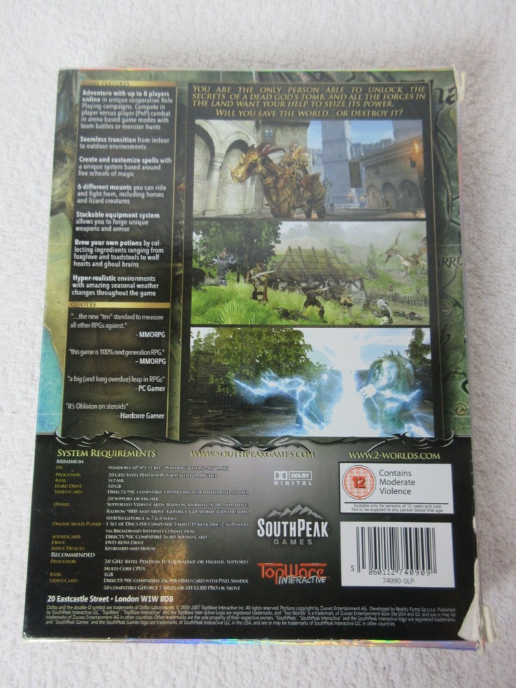 Two Worlds Tabletop RPG 2 Disk Collectors Edition With Book *Game Disk Missing