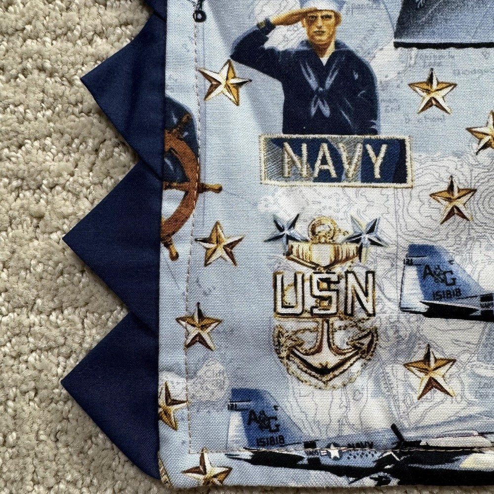 Handmade Single Stitch U.S. Navy Throw