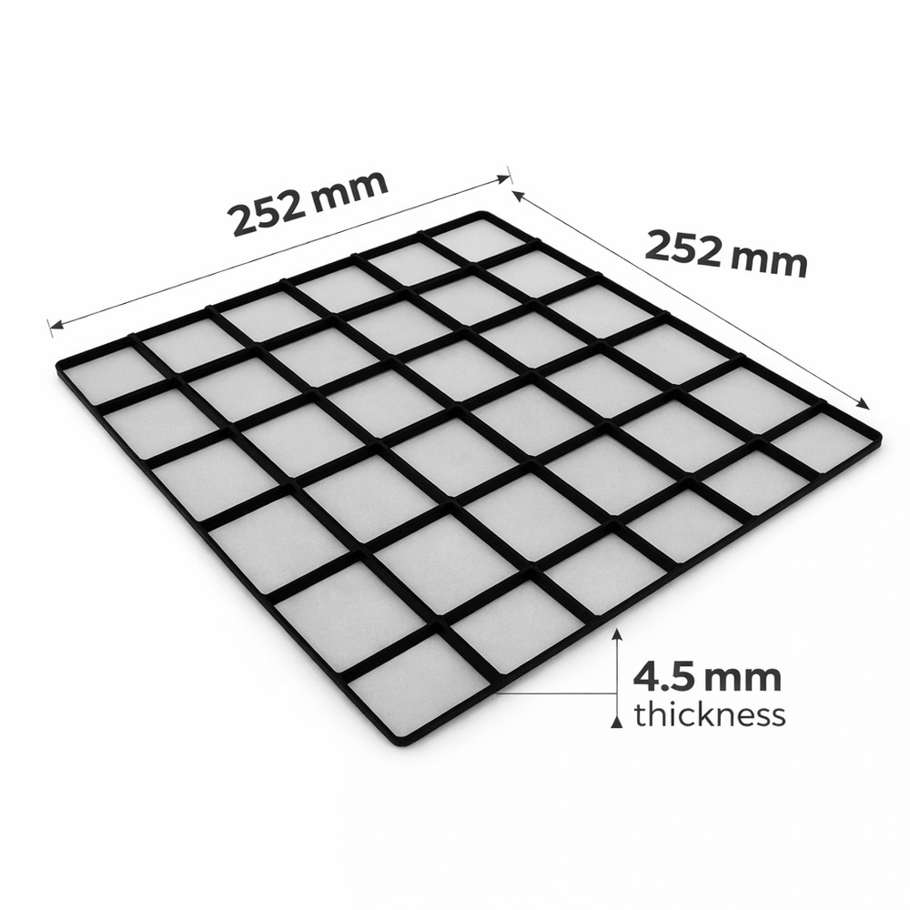 Gridfinity 6x6 Base Plate 252mm Modular Drawer Organizer Grid Black