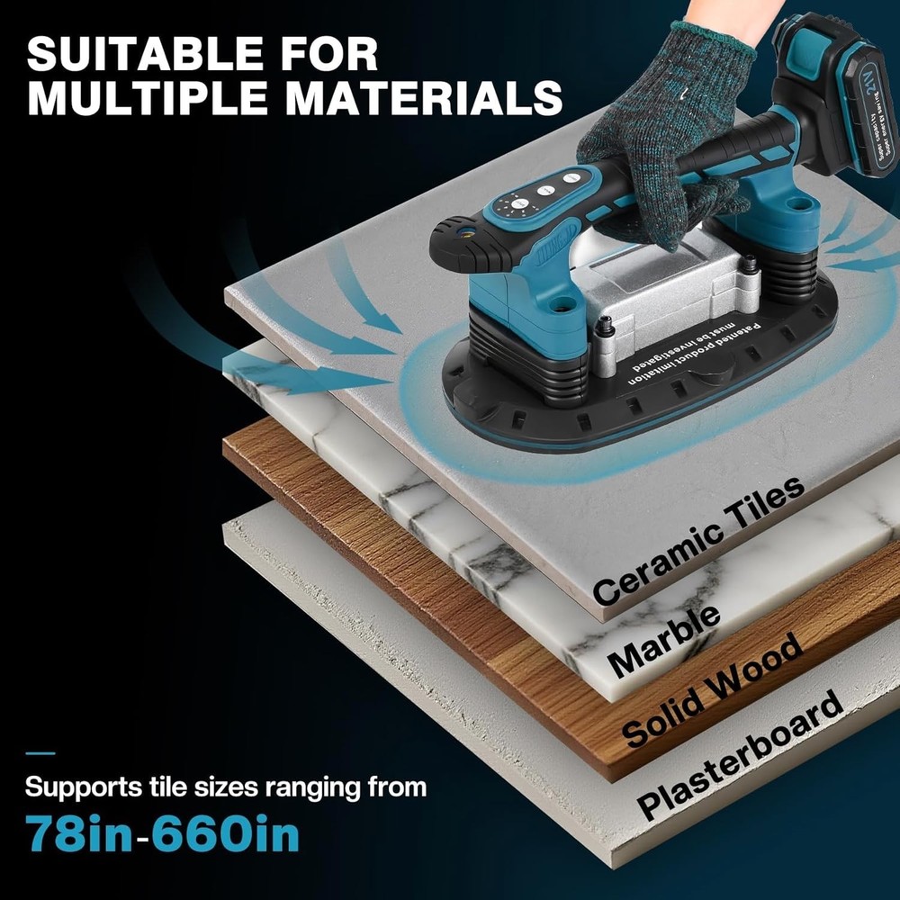 Tile Vibration Tool, 11” Tile Suction Cup Tool, Tile Installation Leveling Machi