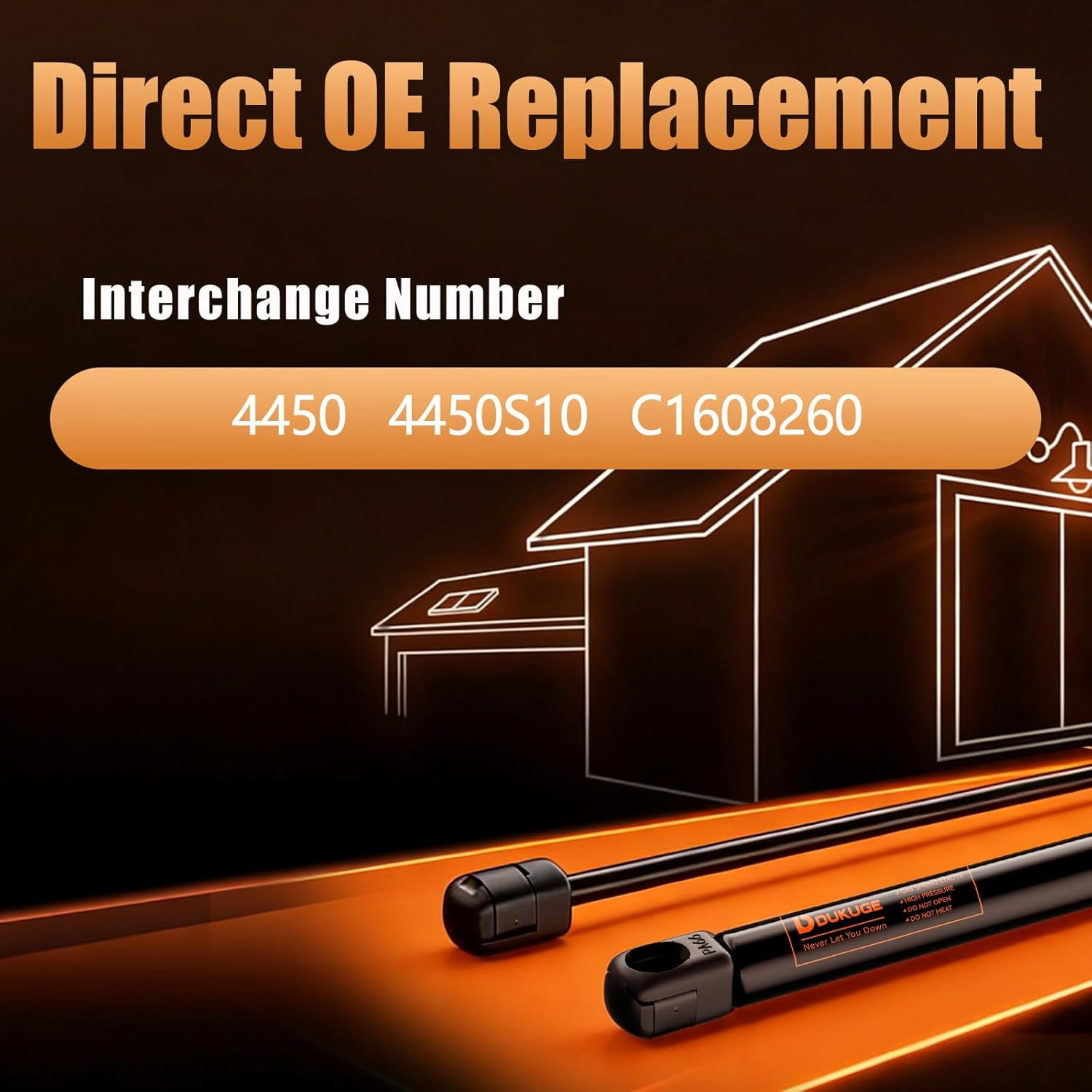 20 Inch 60Lb Gas Struts for Tanning Bed & RV Bed (Weight: 48–66Lb), OEM# 4450, C