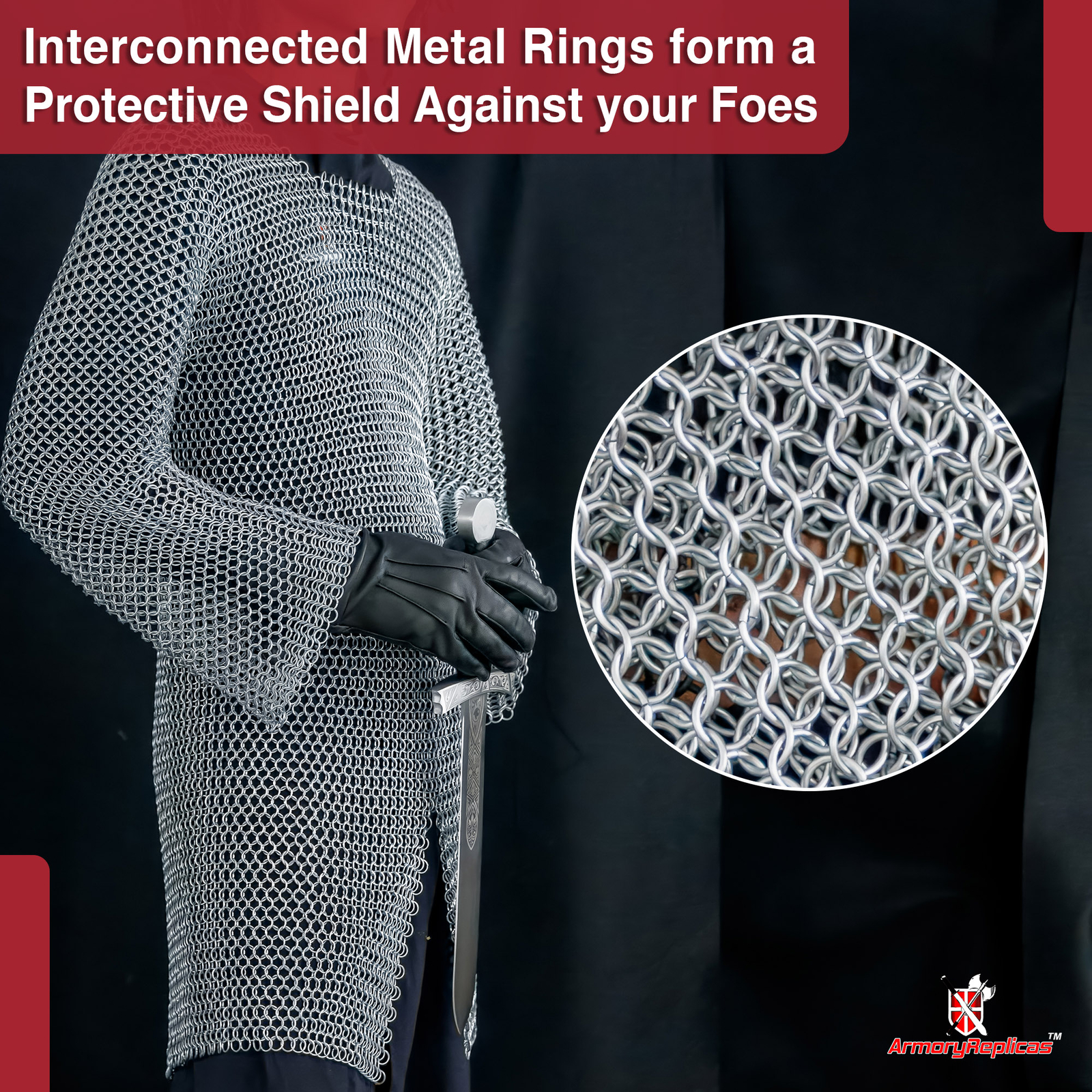 Chainmail Armor Full Sleeve Knight Shirt | Mild Steel Medieval Hauberk | 6 Color