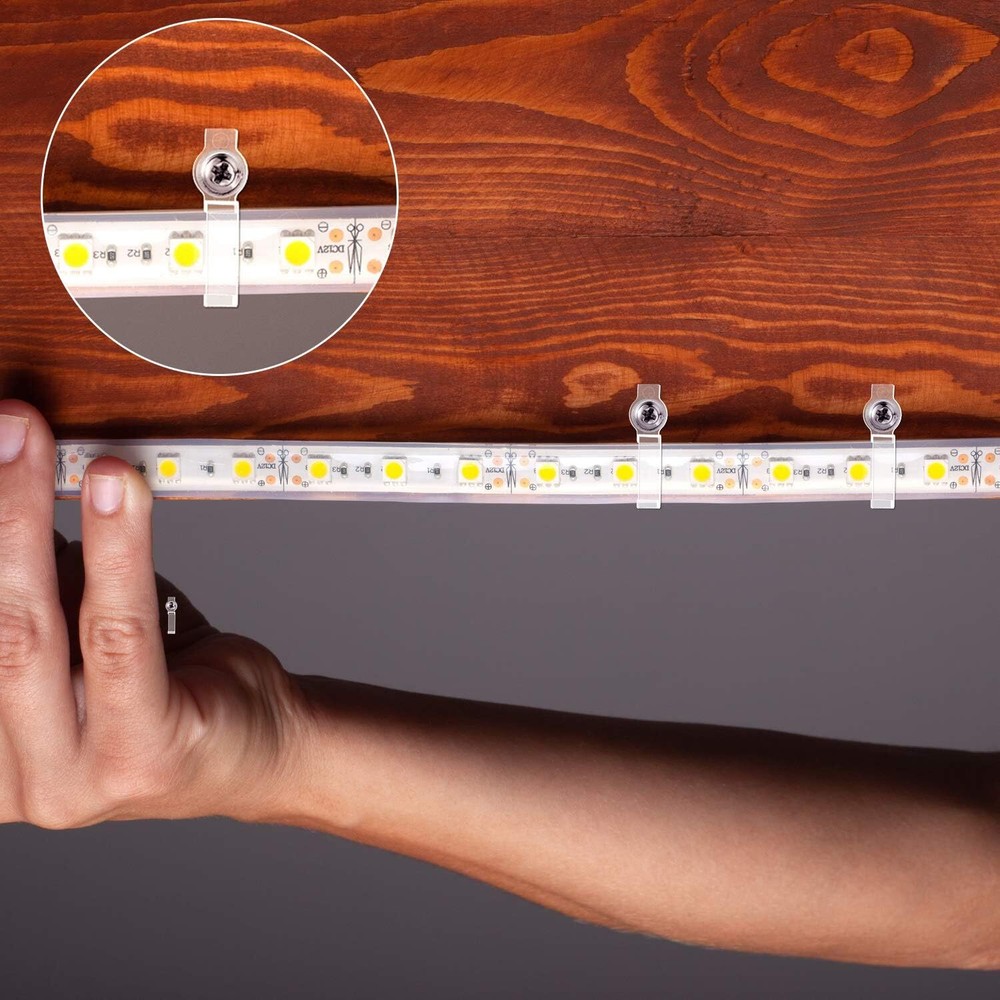 Mudder 200 Pieces LED Strip Light Clips Mounting Bracket Fixing Transparent